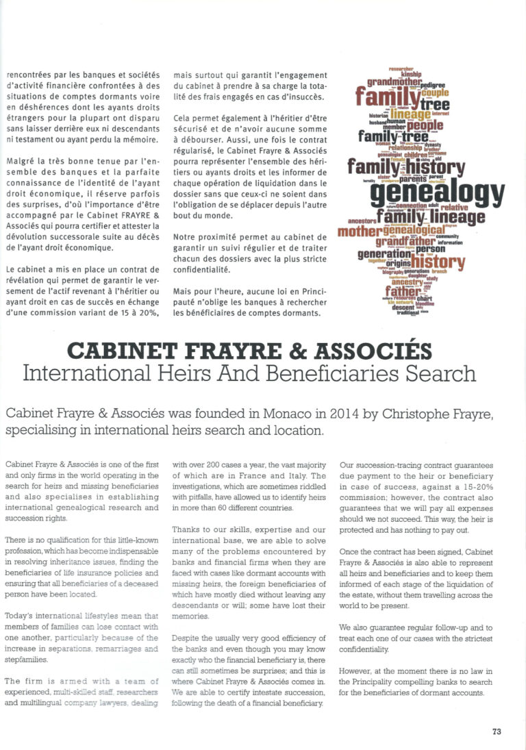 Cabinet Frayre dans Monaco Economie